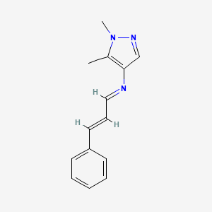 molecular formula C14H15N3 B1234264 (E)-N-(1,5-dimethylpyrazol-4-yl)-3-phenylprop-2-en-1-imine 
