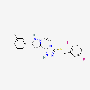 molecular formula C22H23F2N5S B12342729 5-{[(2,5-Difluorophenyl)methyl]sulfanyl}-11-(3,4-dimethylphenyl)-3,4,6,9,10-pentaazatricyclo[7.3.0.0^{2,6}]dodeca-1(12),2,4,7,10-pentaene 