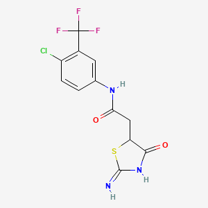 N-[4-chloro-3-(trifluoromethyl)phenyl]-2-(2-imino-4-oxo-1,3-thiazolidin-5-yl)acetamide