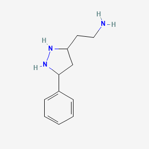 molecular formula C11H17N3 B12342958 2-(5-Phenylpyrazolidin-3-yl)ethanamine 