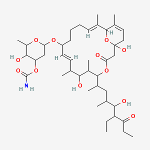 molecular formula C42H69NO12 B1234297 [6-[[(9E,15E)-5-(6-ethyl-5-hydroxy-4-methyl-7-oxononan-2-yl)-1,7-dihydroxy-6,8,16,18-tetramethyl-3-oxo-4,21-dioxabicyclo[15.3.1]henicosa-9,15,18-trien-11-yl]oxy]-3-hydroxy-2-methyloxan-4-yl] carbamate CAS No. 97430-31-4