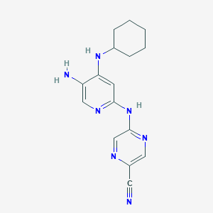 molecular formula C16H19N7 B12342974 5-((5-Amino-4-(cyclohexylamino)pyridin-2-yl)amino)pyrazine-2-carbonitrile 