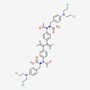 molecular formula C48H54Cl4N4O6 B1234298 4,4-Bis(acetylsarcosyl)synestrol CAS No. 91147-86-3