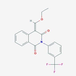 molecular formula C19H14F3NO3 B12342996 4-Ethoxymethylene-2-(3-trifluoromethyl-phenyl)-4H-isoquinoline-1,3-dione 