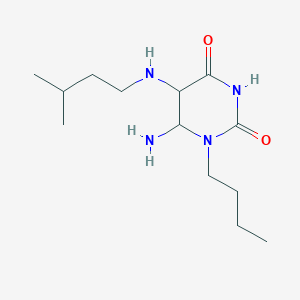 molecular formula C13H26N4O2 B12342998 6-Amino-1-butyl-5-(3-methylbutylamino)-1,3-diazinane-2,4-dione 