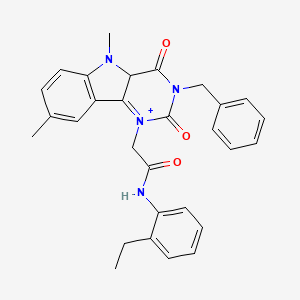 molecular formula C29H29N4O3+ B12343042 2-{3-benzyl-5,8-dimethyl-2,4-dioxo-1H,2H,3H,4H,5H-pyrimido[5,4-b]indol-1-yl}-N-(2-ethylphenyl)acetamide 