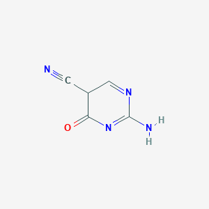 molecular formula C5H4N4O B12343066 2-amino-4-oxo-5H-pyrimidine-5-carbonitrile 