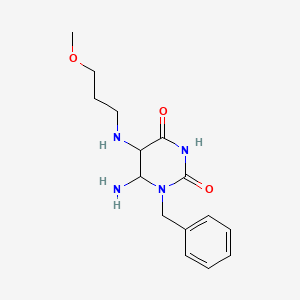 molecular formula C15H22N4O3 B12343112 6-Amino-1-benzyl-5-(3-methoxypropylamino)-1,3-diazinane-2,4-dione 