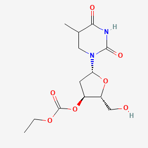 molecular formula C13H20N2O7 B12343200 ethyl [(2R,3S,5R)-2-(hydroxymethyl)-5-(5-methyl-2,4-dioxo-1,3-diazinan-1-yl)oxolan-3-yl] carbonate 