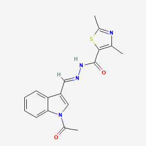 N-[(E)-(1-acetylindol-3-yl)methylideneamino]-2,4-dimethyl-1,3-thiazole-5-carboxamide