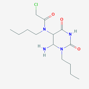 molecular formula C14H25ClN4O3 B12343248 N-(6-amino-1-butyl-2,4-dioxo-1,3-diazinan-5-yl)-N-butyl-2-chloroacetamide 