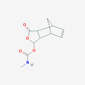 molecular formula C11H13NO4 B1234325 (5-oxo-4-oxatricyclo[5.2.1.02,6]dec-8-en-3-yl) N-methylcarbamate 