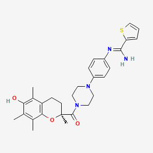 N'-[4-[4-[(2S)-6-hydroxy-2,5,7,8-tetramethyl-3,4-dihydrochromene-2-carbonyl]piperazin-1-yl]phenyl]thiophene-2-carboximidamide