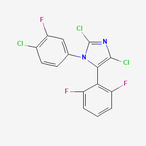 molecular formula C15H6Cl3F3N2 B12343305 2,4-Dichloro-1-(4-chloro-3-fluorophenyl)-5-(2,6-difluorophenyl)-1H-imidazole 