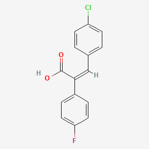 molecular formula C15H10ClFO2 B12343367 3-(4-chlorophenyl)-2-(4-fluorophenyl)prop-2-enoic Acid 