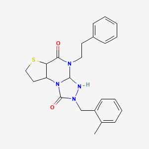 11-[(2-Methylphenyl)methyl]-8-(2-phenylethyl)-5-thia-1,8,10,11-tetraazatricyclo[7.3.0.0^{2,6}]dodeca-2(6),3,9-triene-7,12-dione