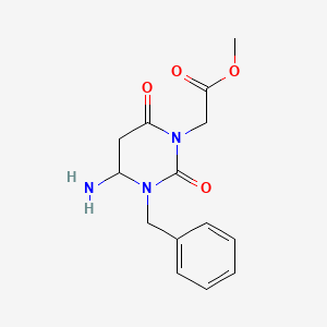 molecular formula C14H17N3O4 B12343486 Methyl 2-(4-amino-3-benzyl-2,6-dioxo-1,3-diazinan-1-yl)acetate 