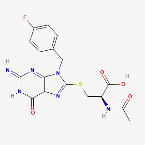 (2R)-2-acetamido-3-[[9-[(4-fluorophenyl)methyl]-2-imino-6-oxo-5H-purin-8-yl]sulfanyl]propanoic acid