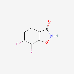 molecular formula C7H9F2NO2 B12343628 6,7-Difluoro-3a,4,5,6,7,7a-hexahydro-1,2-benzoxazol-3-one 