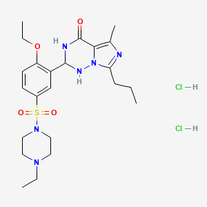 molecular formula C23H36Cl2N6O4S B12343666 2-[2-ethoxy-5-(4-ethylpiperazin-1-yl)sulfonylphenyl]-5-methyl-7-propyl-2,3-dihydro-1H-imidazo[5,1-f][1,2,4]triazin-4-one;dihydrochloride 