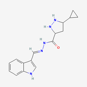 molecular formula C16H19N5O B12343677 5-cyclopropyl-N-[(E)-1H-indol-3-ylmethylideneamino]pyrazolidine-3-carboxamide 