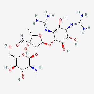 2-[(1R,2R,3S,4R,5R,6S)-3-(diaminomethylideneamino)-4-[(2R,4R,5S)-3-[(2S,3S,4S,5R,6S)-4,5-dihydroxy-6-(hydroxymethyl)-3-(methylamino)oxan-2-yl]oxy-4-formyl-4-hydroxy-5-methyloxolan-2-yl]oxy-2,5,6-trihydroxycyclohexyl]guanidine