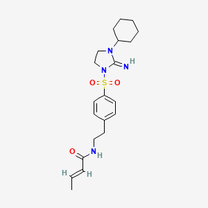 molecular formula C21H30N4O3S B1234377 2-Butenamide, N-(2-(4-((3-cyclohexyl-2-imino-1-imidazolidinyl)sulfonyl)phenyl)ethyl)-, (2E)- CAS No. 85337-29-7