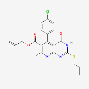 prop-2-en-1-yl 5-(4-chlorophenyl)-7-methyl-4-oxo-2-(prop-2-en-1-ylsulfanyl)-3H,4H,5H,8H-pyrido[2,3-d]pyrimidine-6-carboxylate