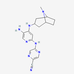 molecular formula C18H22N8 B12343787 5-((5-Amino-4-((8-methyl-8-azabicyclo[3.2.1]octan-3-yl)amino)pyridin-2-yl)amino)pyrazine-2-carbonitrile 