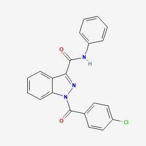 molecular formula C21H14ClN3O2 B12343796 1-(4-Chlorobenzoyl)-N-phenyl-1H-indazole-3-carboxamide 