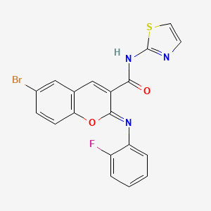 (2Z)-6-bromo-2-[(2-fluorophenyl)imino]-N-(1,3-thiazol-2-yl)-2H-chromene-3-carboxamide