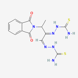 molecular formula C14H15N7O2S2 B1234385 [(E)-[(1Z)-1-(carbamothioylhydrazinylidene)-3-(1,3-dioxoisoindol-2-yl)butan-2-ylidene]amino]thiourea 