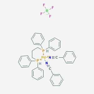 molecular formula C41H38BF4N2P2Pd+3 B12343912 Benzonitrile;3-diphenylphosphaniumylpropyl(diphenyl)phosphanium;palladium(2+);tetrafluoroborate 