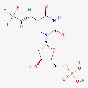 molecular formula C12H14F3N2O8P B1234398 [(2R,3S,5R)-5-[2,4-dioxo-5-[(E)-3,3,3-trifluoroprop-1-enyl]pyrimidin-1-yl]-3-hydroxyoxolan-2-yl]methyl dihydrogen phosphate CAS No. 69150-50-1