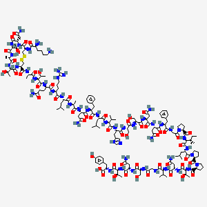 (2S)-2-[[(2S,3R)-2-[[(2S)-4-amino-2-[[(2S)-2-[[2-[[(2S)-2-[[(2S)-4-amino-2-[[(2S,3R)-2-[[(2S)-1-[(2S)-1-[(2S)-2-[[(2S,3S)-2-[[(2S)-1-[2-[[(2S)-2-[[(2S)-4-amino-2-[[(2S)-4-amino-2-[[(2S)-2-[[(2S)-2-[[(2S)-2-[[(2S)-2-[[(2S)-2-[[(2S)-2-[[(2S)-4-amino-2-[[(2S)-2-[[(2S)-2-[[(2S)-2-[[(2S)-5-amino-2-[[(2S,3R)-2-[[(2S)-2-[[(4R,7S,10S,13S,16S,19R)-16-(2-amino-2-oxoethyl)-19-[[(2S)-2,6-diaminohexanoyl]amino]-7,13-bis[(1R)-1-hydroxyethyl]-10-methyl-6,9,12,15,18-pentaoxo-1,2-dithia-5,8,11,14,17-pentazacycloicosane-4-carbonyl]amino]propanoyl]amino]-3-hydroxybutanoyl]amino]-5-oxopentanoyl]amino]-5-carbamimidamidopentanoyl]amino]-4-methylpentanoyl]amino]propanoyl]amino]-4-oxobutanoyl]amino]-3-phenylpropanoyl]amino]-4-methylpentanoyl]amino]-3-methylbutanoyl]amino]-3-(1H-imidazol-5-yl)propanoyl]amino]-3-hydroxypropanoyl]amino]-3-hydroxypropanoyl]amino]-4-oxobutanoyl]amino]-4-oxobutanoyl]amino]-3-phenylpropanoyl]amino]acetyl]pyrrolidine-2-carbonyl]amino]-3-methylpentanoyl]amino]-4-methylpentanoyl]pyrrolidine-2-carbonyl]pyrrolidine-2-carbonyl]amino]-3-hydroxybutanoyl]amino]-4-oxobutanoyl]amino]-3-methylbutanoyl]amino]acetyl]amino]-3-hydroxypropanoyl]amino]-4-oxobutanoyl]amino]-3-hydroxybutanoyl]amino]-3-(4-hydroxyphenyl)propanoic acid