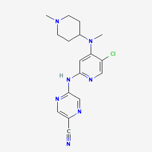 molecular formula C17H20ClN7 B12344075 5-((5-Chloro-4-(methyl(1-methylpiperidin-4-yl)amino)pyridin-2-yl)amino)pyrazine-2-carbonitrile 