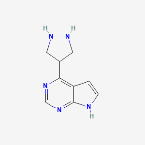 molecular formula C9H11N5 B12344135 4-pyrazolidin-4-yl-7H-pyrrolo[2,3-d]pyrimidine 