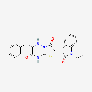 6-benzyl-2-[(3Z)-1-ethyl-2-oxo-2,3-dihydro-1H-indol-3-ylidene]-2H,3H,7H-[1,3]thiazolo[3,2-b][1,2,4]triazine-3,7-dione