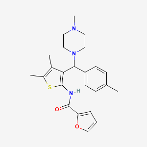 molecular formula C24H29N3O2S B12344166 N-(4,5-dimethyl-3-((4-methylpiperazin-1-yl)(p-tolyl)methyl)thiophen-2-yl)furan-2-carboxamide 