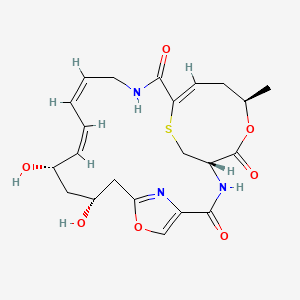 molecular formula C22H27N3O7S B1234420 (1S,9R,11S,12Z,14Z,19Z,22R)-9,11-dihydroxy-22-methyl-6,23-dioxa-26-thia-2,17,27-triazatricyclo[17.5.2.14,7]heptacosa-4,7(27),12,14,19-pentaene-3,18,24-trione 