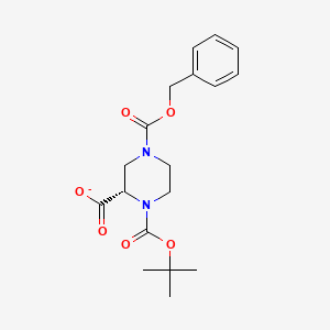 molecular formula C18H23N2O6- B12344209 1,2,4-Piperazinetricarboxylic acid, 1-(1,1-dimethylethyl) 4-(phenylmethyl) ester, (2S)- 