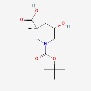 molecular formula C12H21NO5 B12344298 (3S,5S)-5-hydroxy-3-methyl-1-[(2-methylpropan-2-yl)oxycarbonyl]piperidine-3-carboxylic acid 