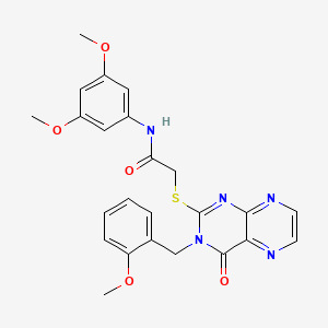 molecular formula C24H23N5O5S B12344326 N-(3,5-dimethoxyphenyl)-2-({3-[(2-methoxyphenyl)methyl]-4-oxo-3,4-dihydropteridin-2-yl}sulfanyl)acetamide 