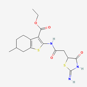 Ethyl 2-[2-(2-imino-4-oxo-1,3-thiazolidin-5-YL)acetamido]-6-methyl-4,5,6,7-tetrahydro-1-benzothiophene-3-carboxylate