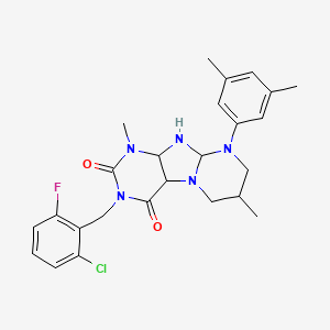 3-[(2-chloro-6-fluorophenyl)methyl]-9-(3,5-dimethylphenyl)-1,7-dimethyl-6,7,8,9a,10,10a-hexahydro-4aH-purino[7,8-a]pyrimidine-2,4-dione