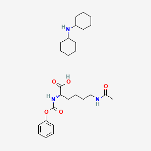 molecular formula C27H43N3O5 B12344356 (2S)-6-acetamido-2-(phenoxycarbonylamino)hexanoic acid;N-cyclohexylcyclohexanamine 