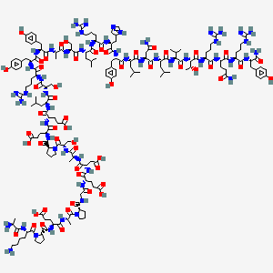 (4S)-5-[[(2S)-1-[[(2S)-1-[[(2S)-1-[(2S)-2-[[(2S)-1-[[(2S)-1-[[(2S)-1-[[(2S)-1-[[(2S)-1-[[(2S)-1-[[(2S)-1-[[(2S)-1-[[(2S)-1-[[(2S)-1-[[(2S)-1-[[(2S)-1-[[(2S)-1-[[(2S)-1-[[(2S)-4-amino-1-[[(2S)-1-[[(2S)-1-[[(2S,3R)-1-[[(2S)-1-[[(2S)-5-amino-1-[[(2S)-1-[[(2S)-1-amino-3-(4-hydroxyphenyl)-1-oxopropan-2-yl]amino]-5-carbamimidamido-1-oxopentan-2-yl]amino]-1,5-dioxopentan-2-yl]amino]-5-carbamimidamido-1-oxopentan-2-yl]amino]-3-hydroxy-1-oxobutan-2-yl]amino]-3-methyl-1-oxobutan-2-yl]amino]-4-methyl-1-oxopentan-2-yl]amino]-1,4-dioxobutan-2-yl]amino]-4-methyl-1-oxopentan-2-yl]amino]-3-(4-hydroxyphenyl)-1-oxopropan-2-yl]amino]-3-(1H-imidazol-5-yl)-1-oxopropan-2-yl]amino]-5-carbamimidamido-1-oxopentan-2-yl]amino]-4-methyl-1-oxopentan-2-yl]amino]-3-hydroxy-1-oxopropan-2-yl]amino]-1-oxopropan-2-yl]amino]-3-(4-hydroxyphenyl)-1-oxopropan-2-yl]amino]-3-(4-hydroxyphenyl)-1-oxopropan-2-yl]amino]-5-carbamimidamido-1-oxopentan-2-yl]amino]-3-hydroxy-1-oxopropan-2-yl]amino]-4-methyl-1-oxopentan-2-yl]amino]-4-carboxy-1-oxobutan-2-yl]amino]-4-carboxy-1-oxobutan-2-yl]carbamoyl]pyrrolidin-1-yl]-3-hydroxy-1-oxopropan-2-yl]amino]-1-oxopropan-2-yl]amino]-3-carboxy-1-oxopropan-2-yl]amino]-4-[[2-[[(2S)-1-[(2S)-2-[[(2S)-2-[[(2S)-1-[(2S)-6-amino-2-[[(2S)-2-aminopropanoyl]amino]hexanoyl]pyrrolidine-2-carbonyl]amino]-4-carboxybutanoyl]amino]propanoyl]pyrrolidine-2-carbonyl]amino]acetyl]amino]-5-oxopentanoic acid