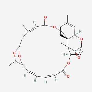 molecular formula C29H36O8 B1234440 (3R,8R,12Z,19Z,21Z,25R,27S)-5,13,17,26-tetramethylspiro[2,10,16,24,29-pentaoxapentacyclo[23.2.1.115,18.03,8.08,26]nonacosa-4,12,19,21-tetraene-27,2'-oxirane]-11,23-dione 