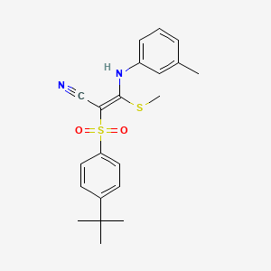 (2Z)-2-(4-tert-butylbenzenesulfonyl)-3-[(3-methylphenyl)amino]-3-(methylsulfanyl)prop-2-enenitrile