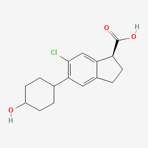 molecular formula C16H19ClO3 B1234443 6-Chloro-5-(4'-hydroxycyclohexyl)indan-1-carboxylic acid CAS No. 54423-58-4